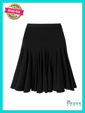 Ruffle Dance Skirt Fitness Flared Skirt for Women Latin Salsa Ballroom